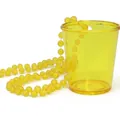 Transparent bright yellow beaded necklace with matching plastic party cup for celebrations - Yellow