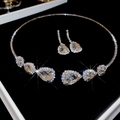 Luxury silver-tone jewelry set featuring pear-cut crystals and sparkling diamond accents - Silver Waterdrop Choker