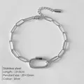 Bracelet chaîne trombone en acier inoxydable argenté avec pendentif mousqueton - Style Trombone Argent (XBL0065-1)
