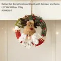 Couronne de Noël avec Père Noël en peluche et renne sur une base de vigne naturelle - AGHH26-5 Combo Père Noël & Renne