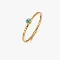 Minimalist gold stainless steel ring featuring a round sky blue birthstone inlay - US 6 / December Lake Blue