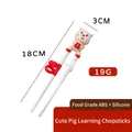 Pink cartoon pig training chopsticks for toddlers with non-slip food-grade silicone rings - Pig Training Chopsticks (Opp Bag)