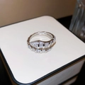 Elegante zilveren slangenring met fonkelende zirkoonstenen in een wikkelontwerp - 36# Ring-Zilver