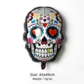 Miniature Day of the Dead candy skull foil balloon for Halloween party decor, 65x49cm - Eternal Love Skull