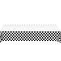 Close-up of racing party tablecloth with white top and checkered flag pattern edges - Tablecloth 108*180cm