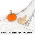 DIY pumpkin alloy enamel charm pendant in orange and gold finish, size 18x15mm - Pumpkin BK1537#