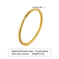 Minimalist 1mm gold-plated stainless steel ring featuring a square AAA cubic zirconia - Gold Single Square Zirconia Style (R-577)