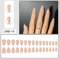 Glossy nude pink short almond press-on nails set with 24-piece full coverage nail tips - Sheer Nude Pink Style (LHSD-14)
