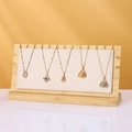Bamboo necklace display stand in natural wood and cream fabric with 5 slots - ZM009 Small Cream Velvet
