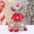 50cm Sitting Christmas reindeer plush toy with red knitted sweater and striped scarf - Sitting Reindeer
