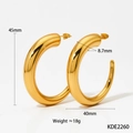 Poliert minimalistische goldene C-förmige Creolen mit dickem Rohr-Design für Damen - Großes Gold (KDE2260)