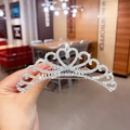 Silver crown hair comb for girls with sparkling rhinestones and heart-shaped patterns - #26 Classic Heart Crown Comb