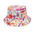 Colorful mushroom and insect print white bucket hat for outdoor sun protection - M (56-58cm) / Insect Flower Mushroom (47#)