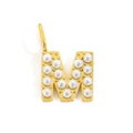 Golden letter M pendant with inlaid white pearls for jewelry making DIY designs - M / Gold