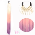 Detalle de extensión de coleta de 70 cm con hilos láser y banda elástica de goma - 7# (70cm/100g) / Degradado Blanco Roto Rosa Púrpura