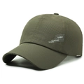 Dark green sun protection baseball cap with laser-cut vents and side printed text - Adjustable / Army Green