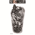 Waterproof 3D temporary tattoo sticker featuring realistic black rose and butterfly design - Realistic Rose and Butterfly (FF-150)