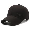 Klassische schwarze Baumwoll-Baseballkappe für Herren mit modischer Stickerei-Verzierung - Verstellbar / Schwarz