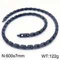 Zwarte roestvrijstalen drakenbotketting van 7mm voor heren met een lengte van 600mm - Zwarte Ketting