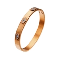 Rose gold stainless steel bangle with evil eye design and blue zircon inlay - Rose Gold (B109)