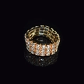 Three-row crystal stretch ring in gold finish with sparkling white rhinestones - 3 Row Gold Clear Rhinestone Ring