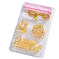 Golden dreadlock beads kit with metal hollow cuffs and gold cord in blister packaging - Style 9 (Gold Set)