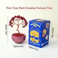 Handmade red cinnabar crystal money tree with copper wire and purple ceramic base - Cinnabar Fortune Tree (Pink Cup)