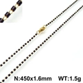 Bohemian titanium steel chain necklace with dark brown beads 450mm length x 1.6mm width - Dark Coffee (KN107825-Z)