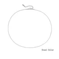 Sleek stainless steel snake bone chain necklace in classic steel color finish - 1mm Steel Color 35+3cm