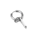 Orecchini a cerchio in acciaio inossidabile argento con ciondolo a barra lunga - Fibbia Per Orecchio (Forato) / Colore Acciaio Fibbia Per Orecchio 1Pz