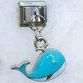 Stainless steel charm bracelet module featuring a blue whale enamel pendant accessory - Blue Whale