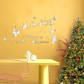 Pegatinas de pared navideñas plateadas con trineo de Papá Noel y estrellas en fondo amarillo - Plateado