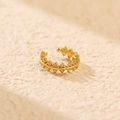 Ear cuff a doppia fila di pizzo in finitura dorata con piccoli diamanti incastonati - Argento 925 / Oro