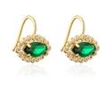 Orecchini a farfalla placcati oro 18K con pietra verde e alone di zirconi lucidi - Stile pietra preziosa verde