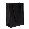 Minimalist matte black paper shopping bag with rope handles for elegant gift packaging - 119*55*160mm / Black