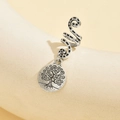 Detailed macro view of silver tree of life pendant and textured spiral hair ring accessory - Style 4 (Tree Round Plate)