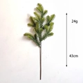 Close-up of frosted artificial pine branch with red berries, 43cm height and 24g weight - Christmas Pure Leaf Single Branch Style F