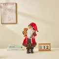 Classic red velvet Santa figurine holding a plush teddy bear for Christmas decor - 45cm / Red