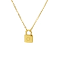 Gold padlock pendant necklace with engraved letter O on a fine chain for women - Letter O