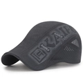 Dark grey quick-dry mesh flat cap with side logo and breathable ventilation holes - Adjustable / Dark Gray