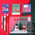 8-piece Christmas stationery set including notebook, pens, and stickers in green theme - 8-Piece Stationery Set