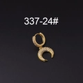 Gold plated crescent moon drop earring featuring micro-pave cubic zirconia settings - Crescent Moon Style (337-24#)