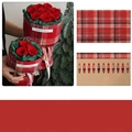 Red British plaid fabric sheet for Christmas flower and gift wrapping, size 28x50cm - 2pcs Shaping Sheets / Red Christmas Plaid