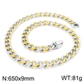 Chaîne Figaro bicolore or et argent largeur 9mm longueur 650mm poids de 81g - Collier Cubain Bicolore 1:1 (KN225229-Z)