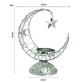 Silver crescent moon and star incense holder with embossed base, 18cm height variant - Large Moon Star Holder - Plated Silver