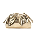 Elegante borsa a nuvola oro metallizzato con design a pieghe e chiusura a coulisse - Oro