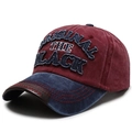Vintage washed cotton baseball cap in burgundy and navy with 3D embroidery detail - Washed Wine Red