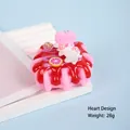 Pink heart waffle dessert keychain with strawberry sauce and love engraving detail - Red Cream Waffle Cake - Heart Style / Pink Phone Cord Style