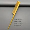 Macro detail of yellow styling comb with non-slip handle and precise scale markings - AH-15 (No Scale)