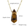 Tiger eye natural stone hex column perfume bottle necklace with golden steel chain - Tiger Eye